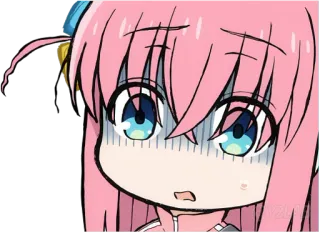 😨 421bf31d Hitori Gotou Bocchi the Rock! Anime, Chibi, Mono, Asustado, Hitori Gotou, Bocchi the Rock, Nervioso telegram sticker