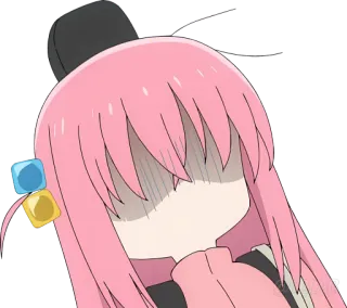 😵 7193a719 Bocchi Anime, Kawaii, Lindo, Pelo rosa, Avergonzado, Personaje telegram sticker