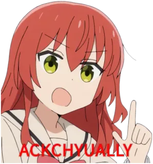 🤓 b8592780 ACKCHYUALLY anime, personaje, pelo rojo, en realidad, meme, pegatina telegram sticker