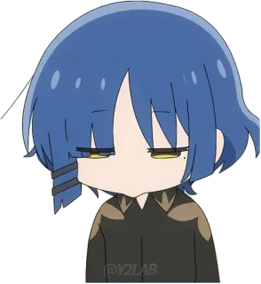 😪 cb3ce1b5 Ryo Yamada Bocchi the Rock! anime, personaje, pelo azul, manga, Ryo Yamada, Bocchi the Rock telegram sticker