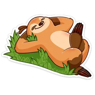 ☺️ 3ecdde21 kukang, imut, binatang, santai, rileks, rumput, malas telegram sticker