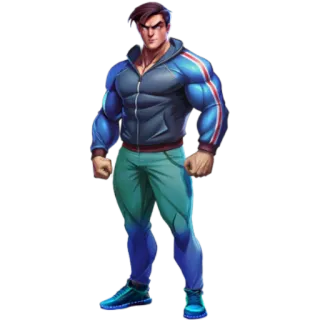 🥰 3dd593f2 mann, cartoon, athlet, fitness, muskulös, sweatshirt whatsapp sticker