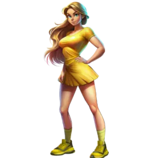 🧸 bff2f311 Frau, Mädchen, Gelb, Kleid, Cartoon, Figur whatsapp sticker