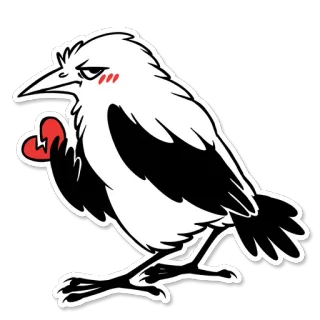💔 04898516 vogel, herz, liebe, wütend, cartoon, elster telegram sticker