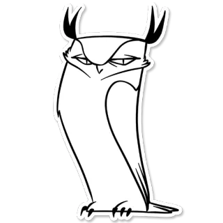 💂 c05530ad Eule, Vogel, Cartoon, Tier, Schwarzweiß, Aufkleber telegram sticker