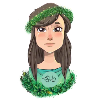 😐 10a48521 女の子, ポートレート, 花, 女性, かわいい, イラスト telegram sticker