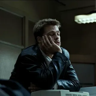 😴 482d9253 annoiato, stanco, uomo, giubbotto di pelle, ritratto telegram sticker