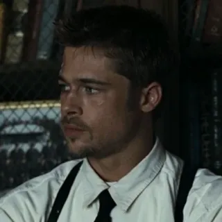 😶 87968f83 uomo, ritratto, attore, Brad Pitt, camicia bianca, cravatta telegram sticker