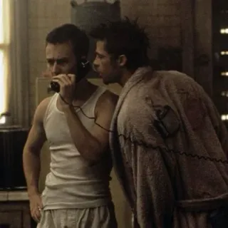 🤨 ab849b34 Fight Club Fight Club, Tyler Durden, Brad Pitt, Edward Norton, Film, Cinema, Dramma telegram sticker