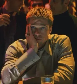 ☹️ d1bb33a6 uomo, brad pitt, annoiato, pensieroso, ritratto, attore telegram sticker