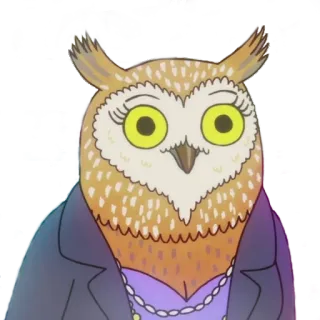 😍 81f3f51d Wendell BoJack Horseman owl, anthropomorphic, BoJack Horseman, animated, character, Wendell telegram sticker