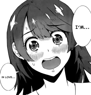 ❤ d4413c0d I'M...IN LOVE... อนิเมะ, มังงะ, ความรัก, สีหน้า, การ์ตูน, ขาวดำ, อารมณ์ telegram sticker