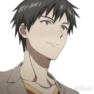 🙂 1211d935 @Y2LAB อนิเมะ, ผู้ชาย, ยิ้ม, การ์ตูน, ตัวละคร telegram sticker