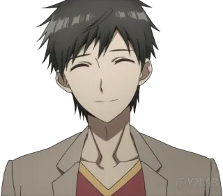 😅 afc56bb0 @V2LAB อนิเมะ, ผู้ชาย, ตัวละคร, ยิ้ม, มีความสุข, คน telegram sticker