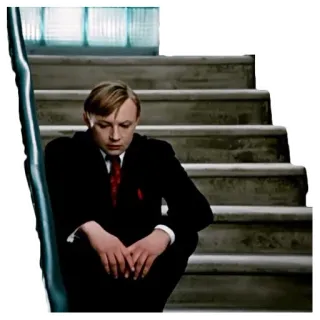 🤔 cb9ae6c5 hombre, traje, sentado, escaleras, deprimido, triste, solo telegram sticker