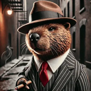 🦫 1014fa47 beaver, gangster, cigar, suit, cartoon, animal, hat whatsapp sticker