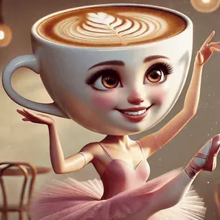 ☕️ 12d0ff44 coffee, latte, dancer, ballet, whimsical, cute, cup, art whatsapp sticker