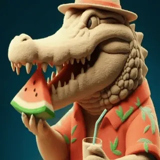 🍉 13155646 alligator, watermelon, summer, tropical, cartoon, cute, beach, hat whatsapp sticker