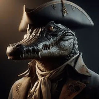 🐊 281ec16b alligator, pirate, reptile, animal, hat, costume, character whatsapp sticker