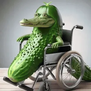 😨 333c95ee pickle, alligator, wheelchair, humor, funny, animal, vegetable, absurd whatsapp sticker