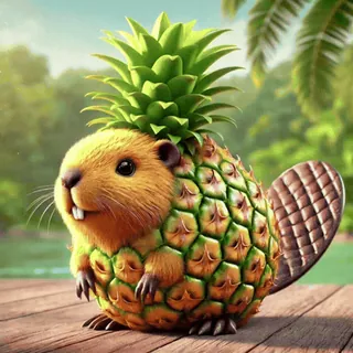 🦫 4332494e beaver, pineapple, animal, fruit, cute, hybrid, tropical, funny whatsapp sticker