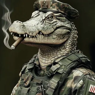 🐊 47fa5813 alligator, military, cigar, camouflage, anthropomorphic, soldier, reptile whatsapp sticker