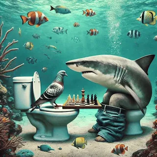 🐦 4818e52e shark, pigeon, toilet, chess, underwater, fish, funny, surreal whatsapp sticker