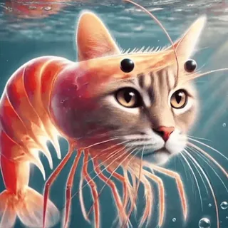 🦐 74942f81 cat, shrimp, animal, hybrid, fantasy, digital art whatsapp sticker