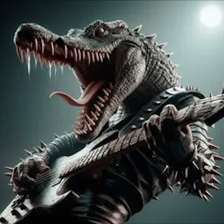 🐊 8b73079a crocodile, alligator, guitar, animal, reptile, music, musician whatsapp sticker