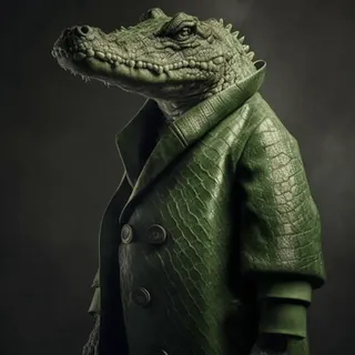 🐊 9948971b alligator, crocodile, animal, reptile, trench coat, fashion, character whatsapp sticker