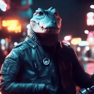 😎 9a6965e3 alligator, biker, leather jacket, animal, crocodile, motorcycle, anthropomorphic whatsapp sticker
