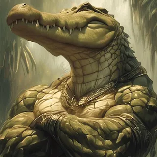 🐊 9bcec1a9 alligator, anthropomorphic, reptile, animal, character, muscle, strong, fierce whatsapp sticker