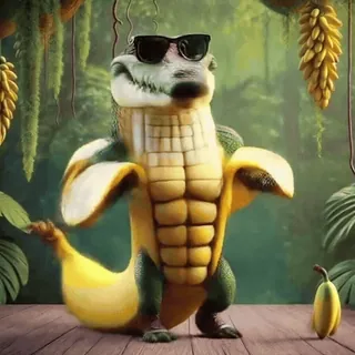 🐊 a66e2dc8 alligator, banana, cartoon, funny, character, sunglasses whatsapp sticker