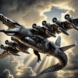 🐊 b91cef43 alligator, airplane, jet, military, fantasy, animal, warplane, aircraft whatsapp sticker