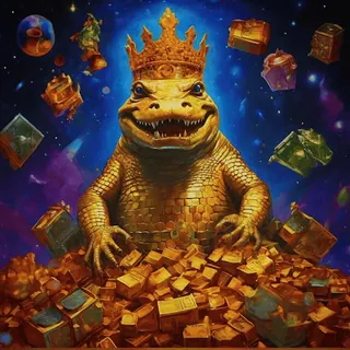 🐊 bca0ac86 fantasy, crown, gold, reptile, king, treasure, space whatsapp sticker