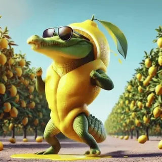 🐊 c28444bf alligator, lemon, fruit, sunglasses, anthropomorphic, cartoon, funny whatsapp sticker