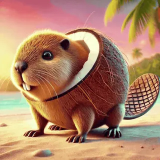 🦫 c5c470fa beaver, coconut, animal, beach, cartoon, cute, tropical whatsapp sticker