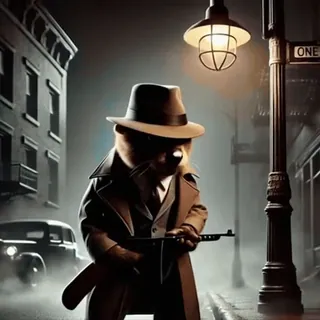 🦫 cb6918ff gangster, gun, weapon, city, night, mafia, animal, tommy gun whatsapp sticker