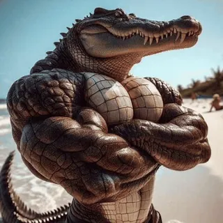 🐊 d56741b9 crocodile, muscular, animal, beach, reptile, funny whatsapp sticker