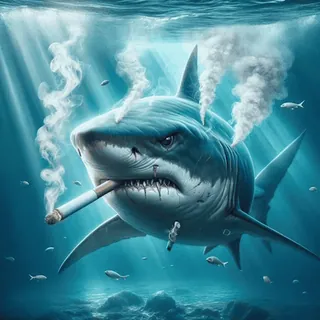 🦈 d85ace55 shark, cigarette, underwater, fish, smoking, ocean whatsapp sticker
