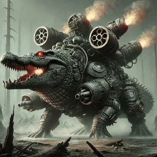 🐊 de52f87b crocodile, steampunk, armor, machine, mechanical, weapon, animal whatsapp sticker