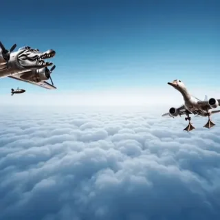 🐊 ebafc9ac airplane, duck, cloud, sky, warplane, art, aircraft whatsapp sticker