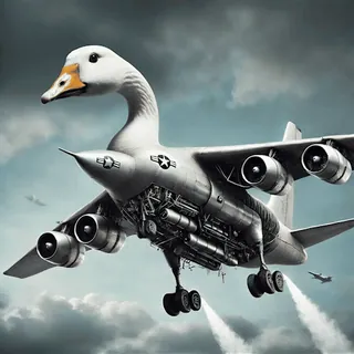🪿 fdb4099c airplane, goose, military, flying, vehicle, bird, hybrid whatsapp sticker