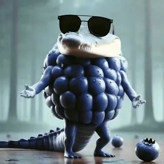 🐊 ff5c3a03 alligator, blueberry, sunglasses, funny, cartoon, animal, fruit whatsapp sticker