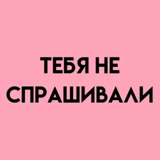 💓 dc84dec7 ТЕБЯ НЕ СПРАШИВАЛИ 러시아어, 문구, 텍스트, 분홍색 telegram sticker