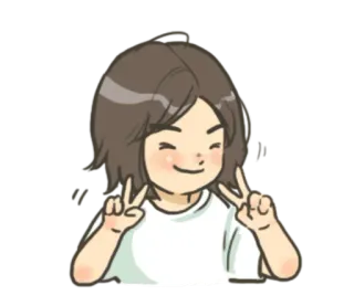 😊 8146a3eb hòa bình, gái, dễ thương, hoạt hình, kawaii, nhãn dán telegram sticker