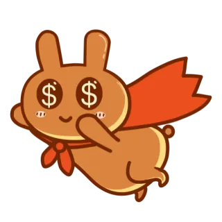 🥳 ab29e5ee 토끼, 돈, 망토, 비행, 만화, 달러 기호 telegram sticker