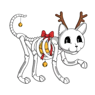 🔔 f155bbf7 kucing, kerangka, natal, rusa kutub, tanduk, pita, dekorasi, hewan telegram sticker