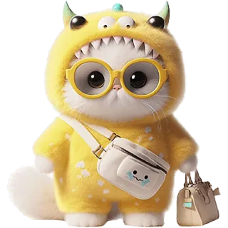 😎 ba85ee0d cat, animal, cute, monster, yellow, glasses telegram sticker