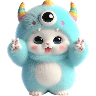 ✌️ d5369414 cute, monster, cartoon, fluffy, rainbow telegram sticker